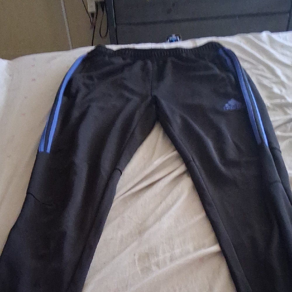Adidas Black and Blue Sweatpants Joggers